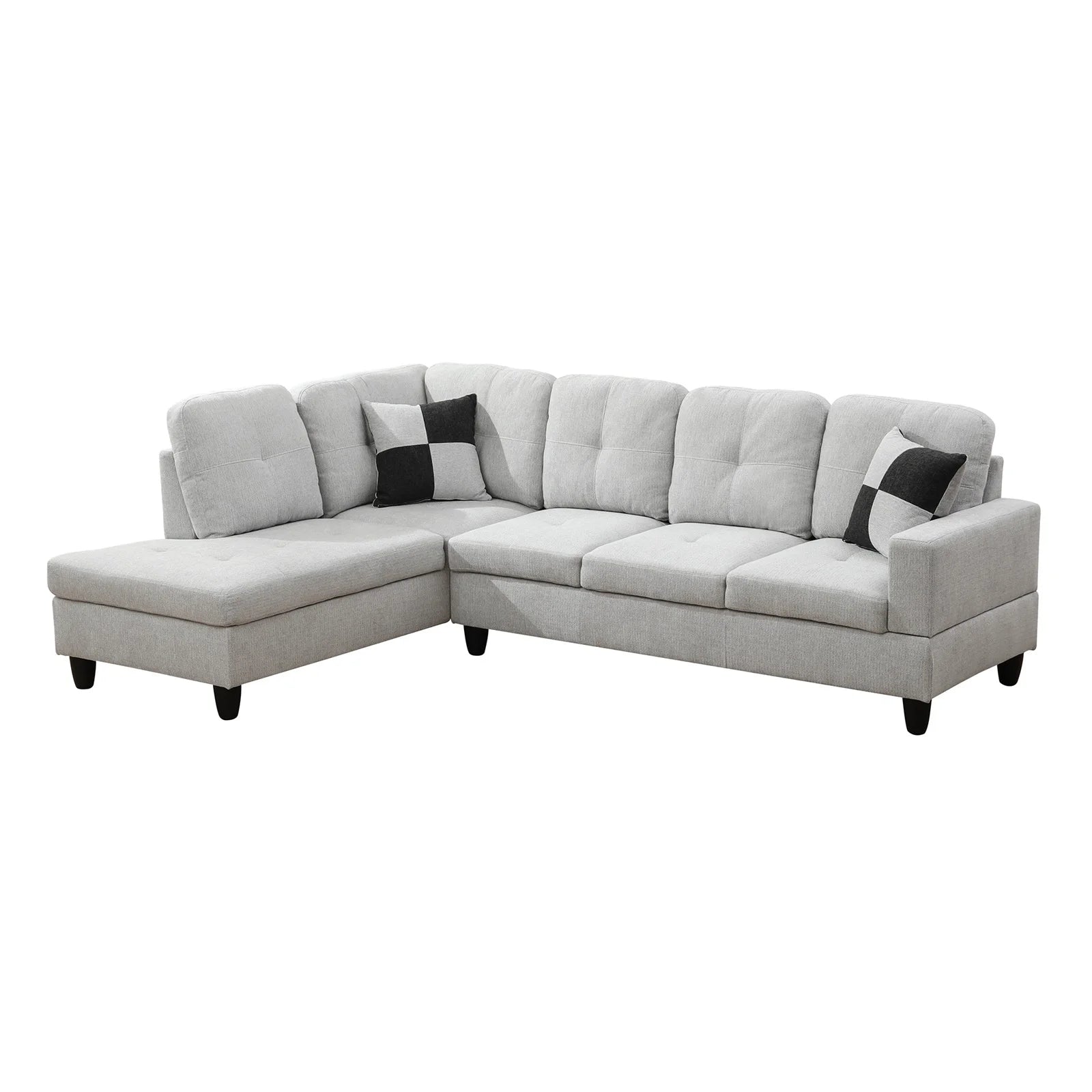 Couch Sofa Set, Modern L-Shaped Sofa Living Room Furniture Set, Chenille Finish Sectional Sofa Set for Apartment, Off-White(Without Ottoman)