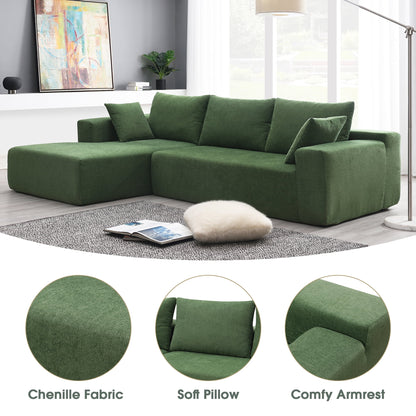 109" Modular Sectional Sofa, L Shaped Modern Couch Upholstered Sleeper Sofa Minimalist Style Couch Living Room Sofa Set for Living Room, Green