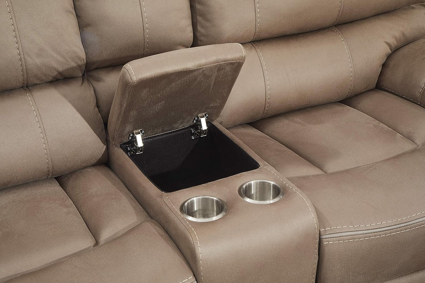 Microfiber Reclining Sofa Couch Set Living Room Set 8007 (Taupe, Sofa+Loveseat+Recliner)